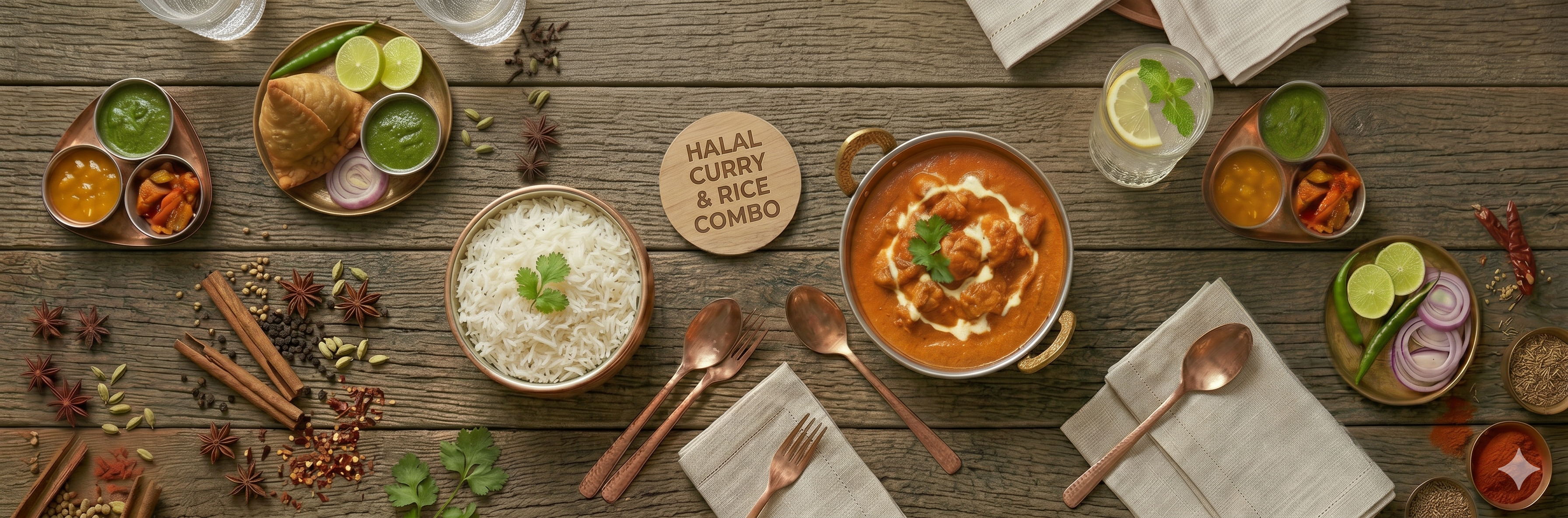 Halal Curry & Rice Combo (Any Curry + Samosa + Drink)